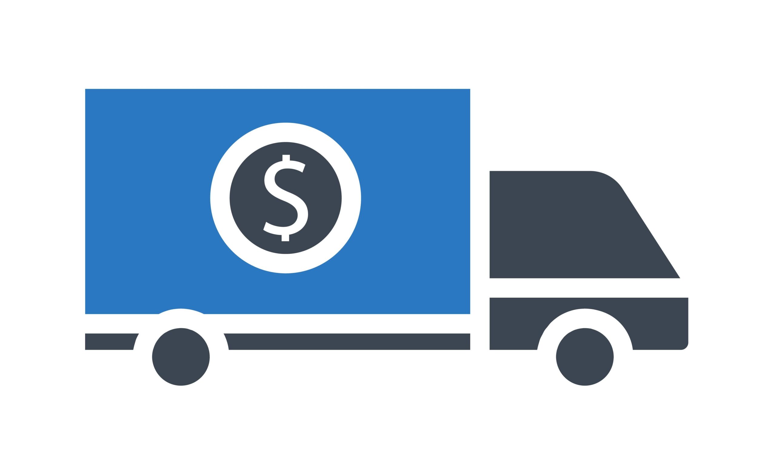 Digital illustration of truck with dollar sign