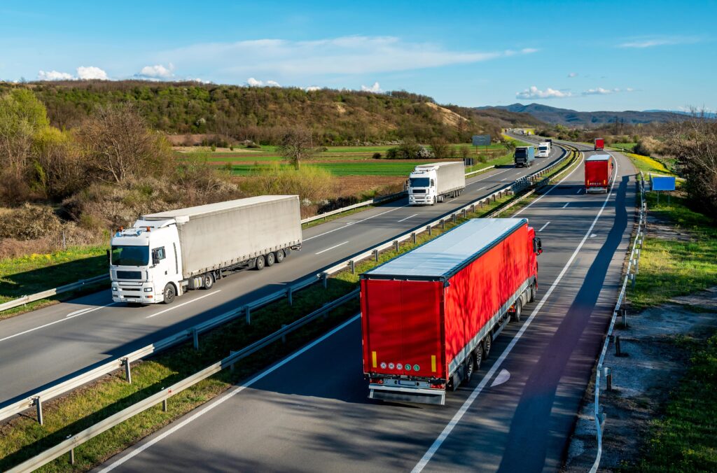 Semi trucks on highway